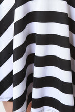 Load image into Gallery viewer, Black and White Striped Skater Skirt