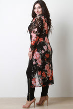 Load image into Gallery viewer, Floral Mesh Front Slits Longline Top