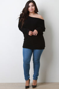 One Shoulder Dolman Sleeve Sweater Top