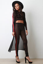 Load image into Gallery viewer, Glitter Dotted Lattice Mesh Cardigan with Leggings Set