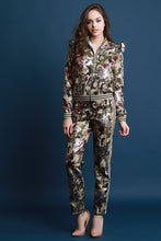 Load image into Gallery viewer, Metallic Floral Camouflage Ruffle Shoulder Track Suit