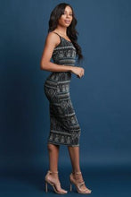 Load image into Gallery viewer, Metallic Tinsel Tribal Midi Dress