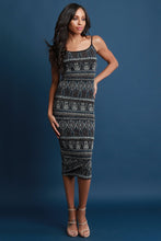 Load image into Gallery viewer, Metallic Tinsel Tribal Midi Dress