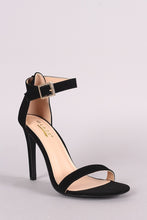 Load image into Gallery viewer, Nubuck Ankle Strap Open Toe Stiletto Heel
