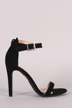 Load image into Gallery viewer, Nubuck Ankle Strap Open Toe Stiletto Heel