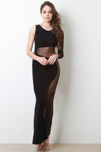 Load image into Gallery viewer, Semi-Sheer Mesh Single Sleeve Dress