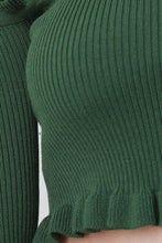 Load image into Gallery viewer, Rib Knit Ruffle Bardot Crop Top and Leggings Set