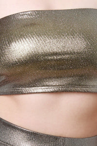 Metallic Glitter Bandeau Top and Maxi Skirt Set